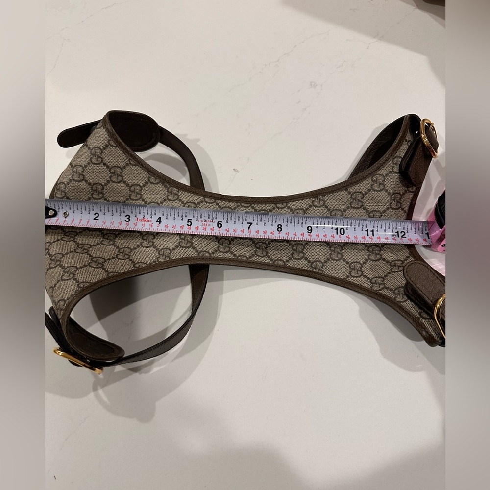 Gucci Beige and Brown Pet Harness with Gold Accents
